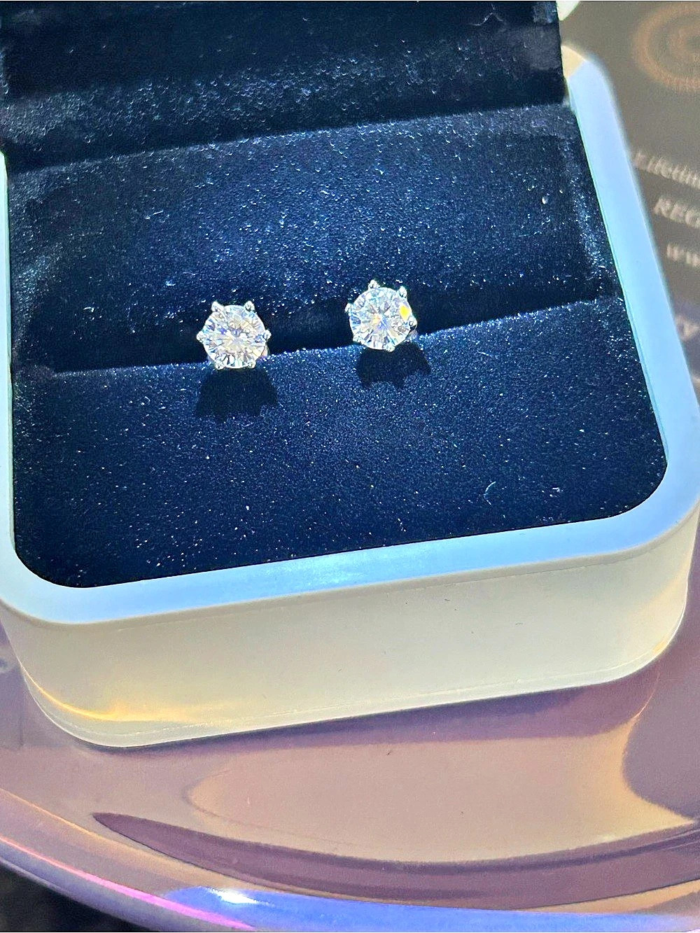 GRA 5.0mm 0.50ct D Moissanite Stud Earrings Stud Earrings Silver NWT